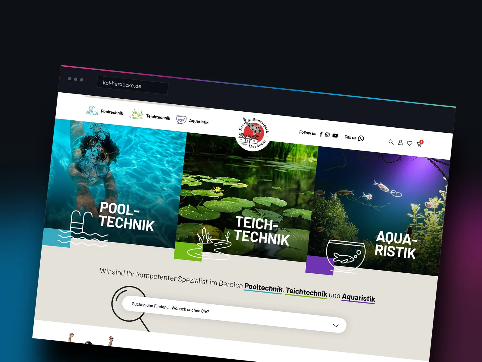 Teaser-Grafik der Referenz Koi- und Bonsaipark Herdecke